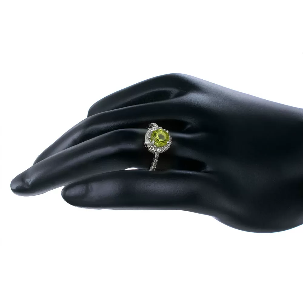 0.65 cttw Lemon Quartz Ring .925 Sterling Silver with Rhodium Round Shape 6 MM