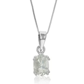 0.70 cttw Green Amethyst Pendant Necklace .925 Sterling Silver 7x5 MM Oval