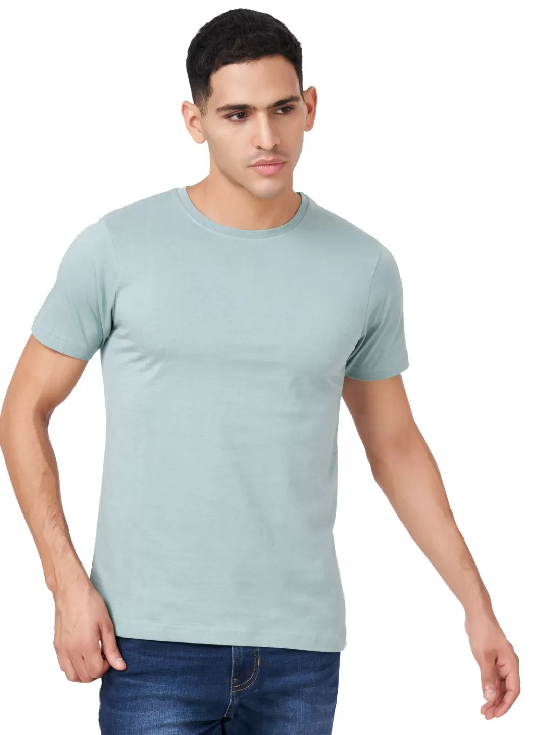 100 % Cotton Round Neck Solid Regular Half Sleeve T-Shirt