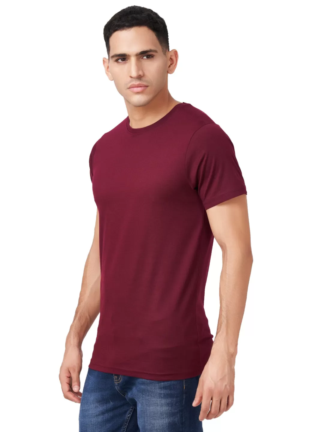 100 % Cotton Round Neck Solid Regular Half Sleeve T-Shirt