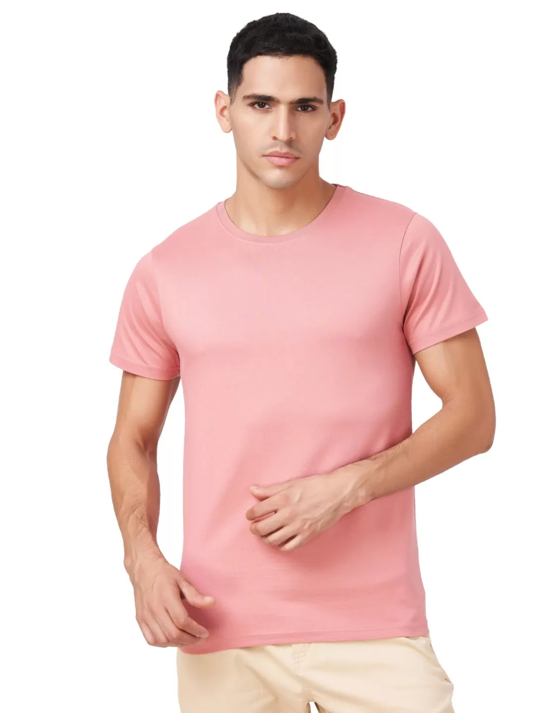 100 % Cotton Round Neck Solid Regular Half Sleeve T-Shirt