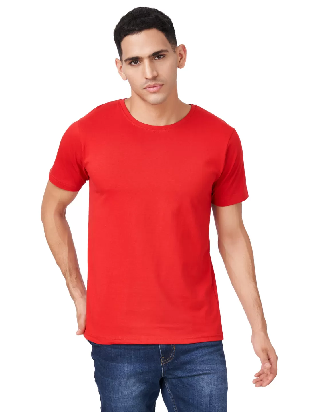 100 % Cotton Round Neck Solid Regular Half Sleeve T-Shirt