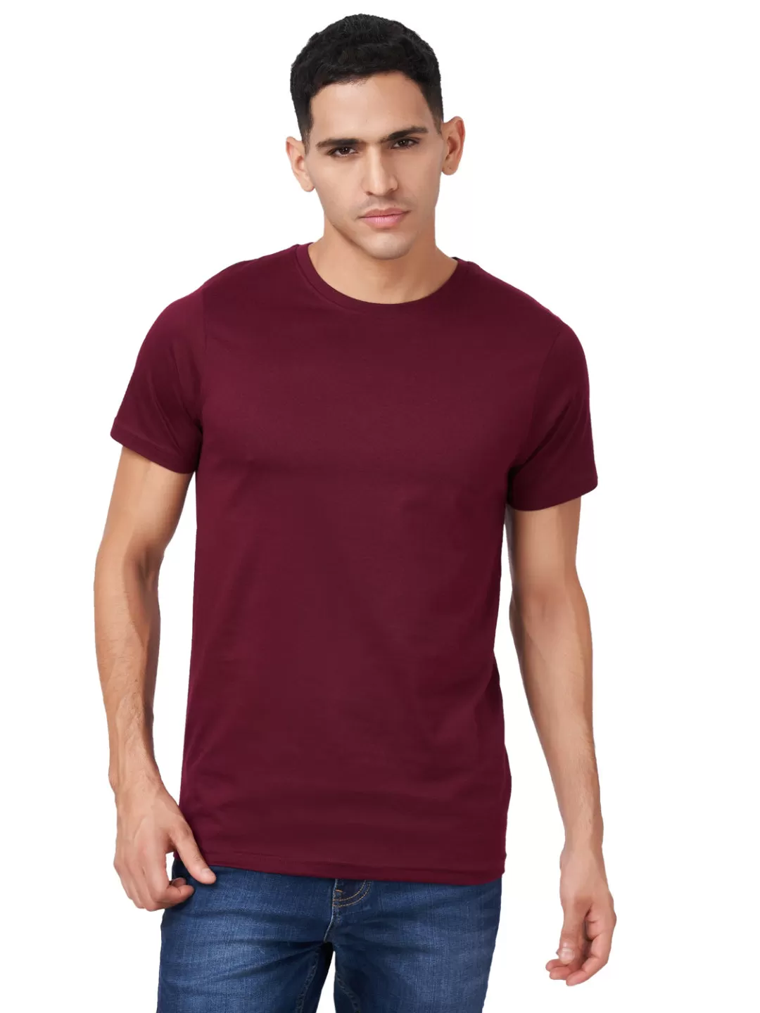 100 % Cotton Round Neck Solid Regular Half Sleeve T-Shirt