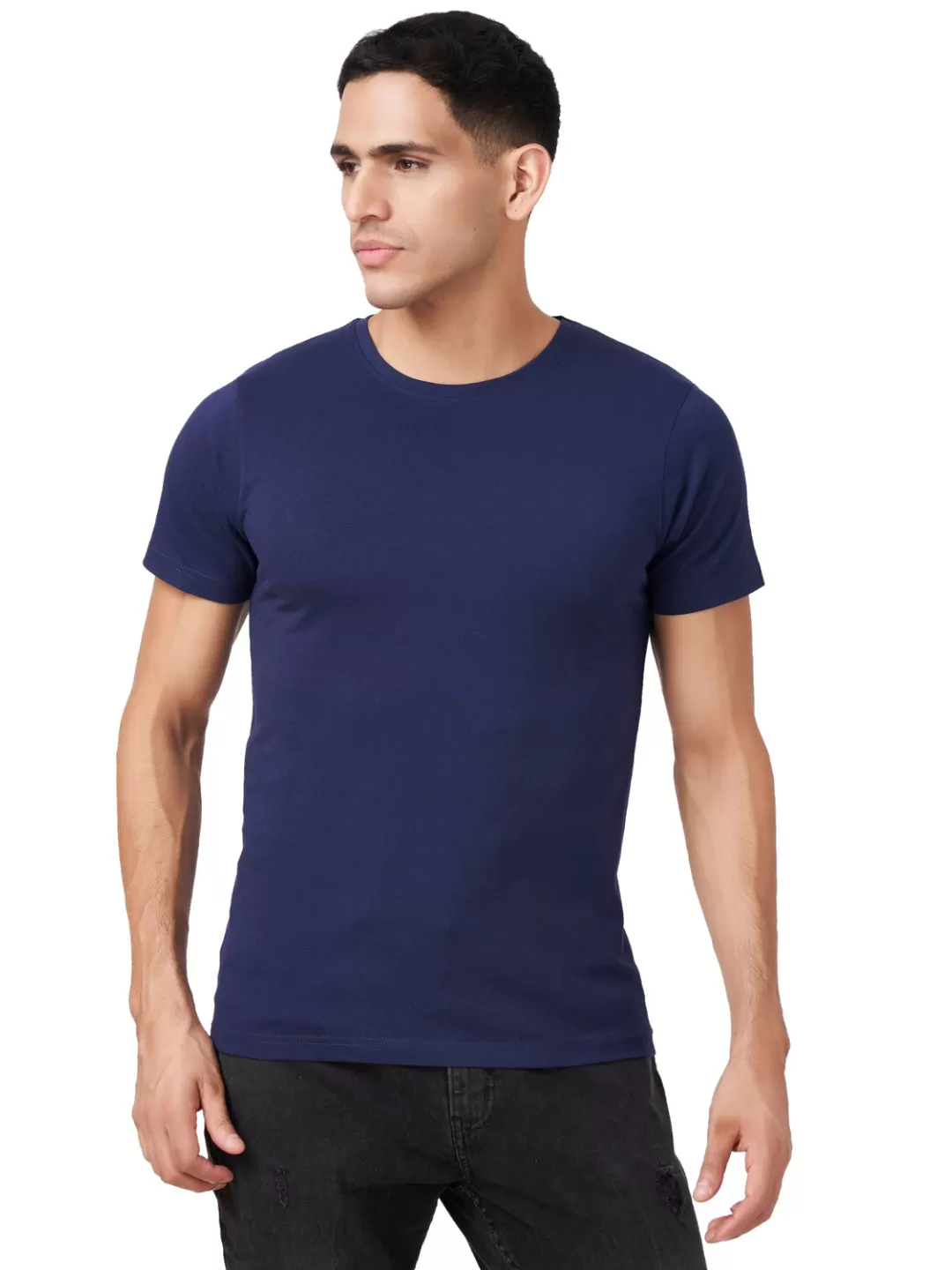 100 % Cotton Round Neck Solid Regular Half Sleeve T-Shirt