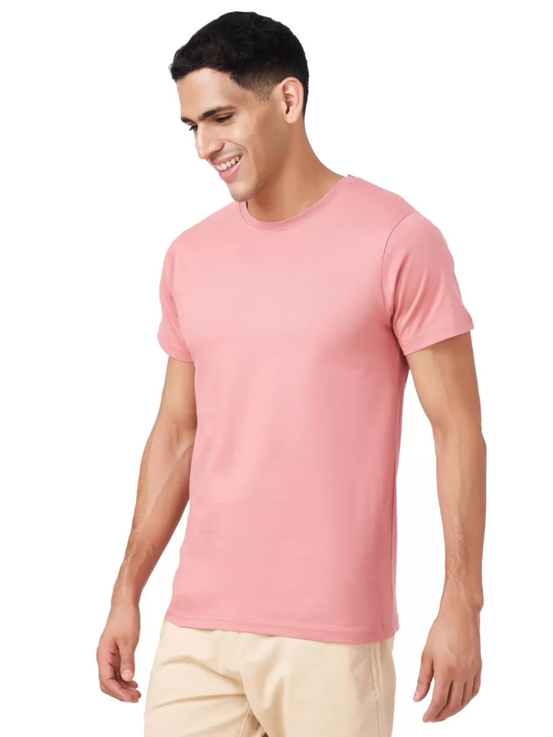 100 % Cotton Round Neck Solid Regular Half Sleeve T-Shirt