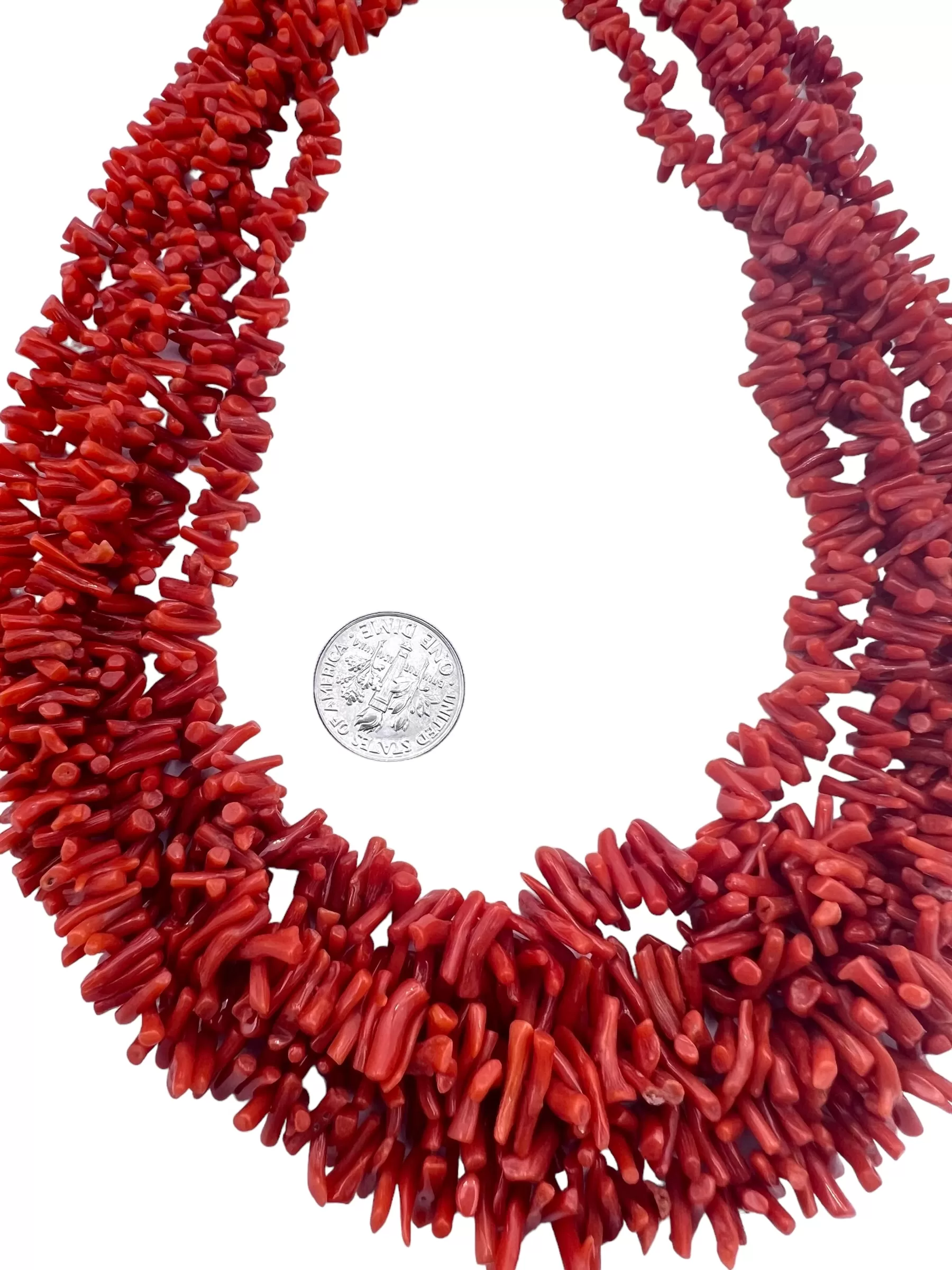 100% Natural High Quality Red Italian Sea Coral Small Branch Beads (19 inch Strand)