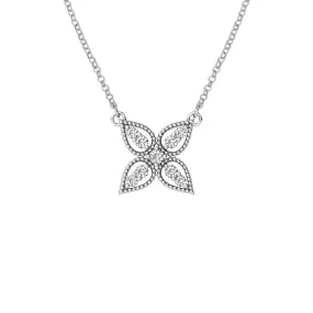 14k White Gold 0.40ct Diamond Flower Necklace