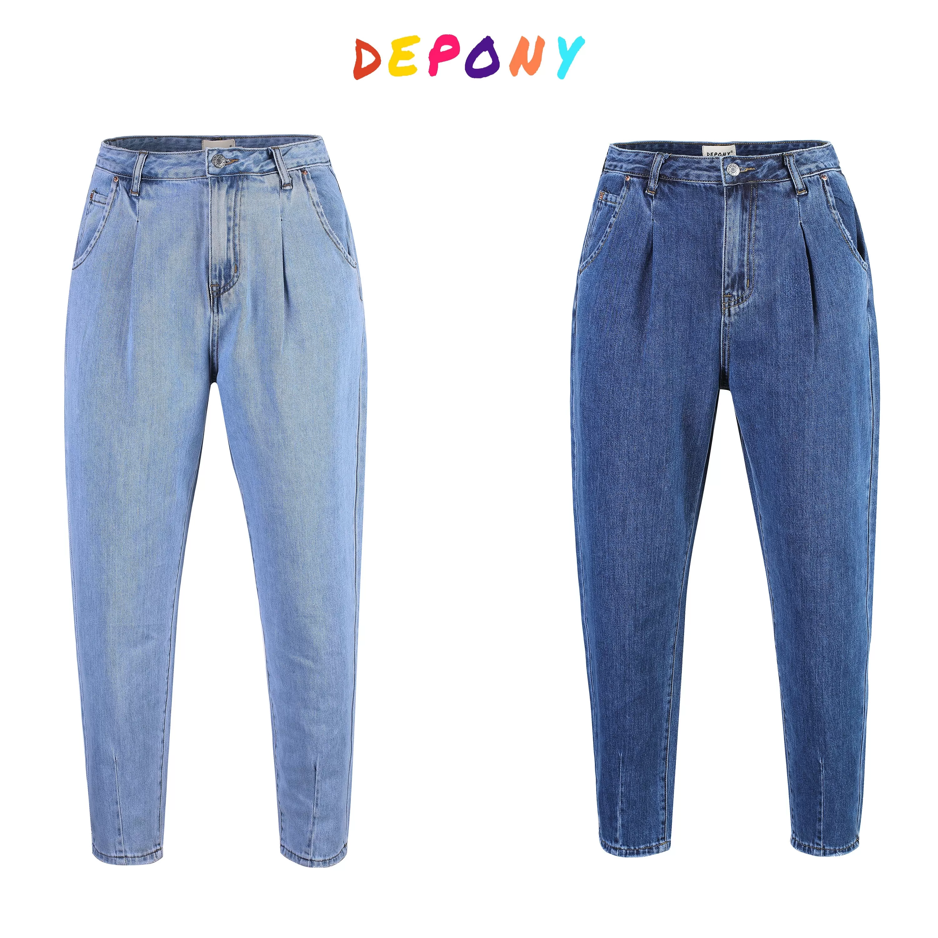 2022 Depony High Waist Mom Jeans Women Boyfriends Straight Jeans Femme 100% Cotton Loose Vintage Den