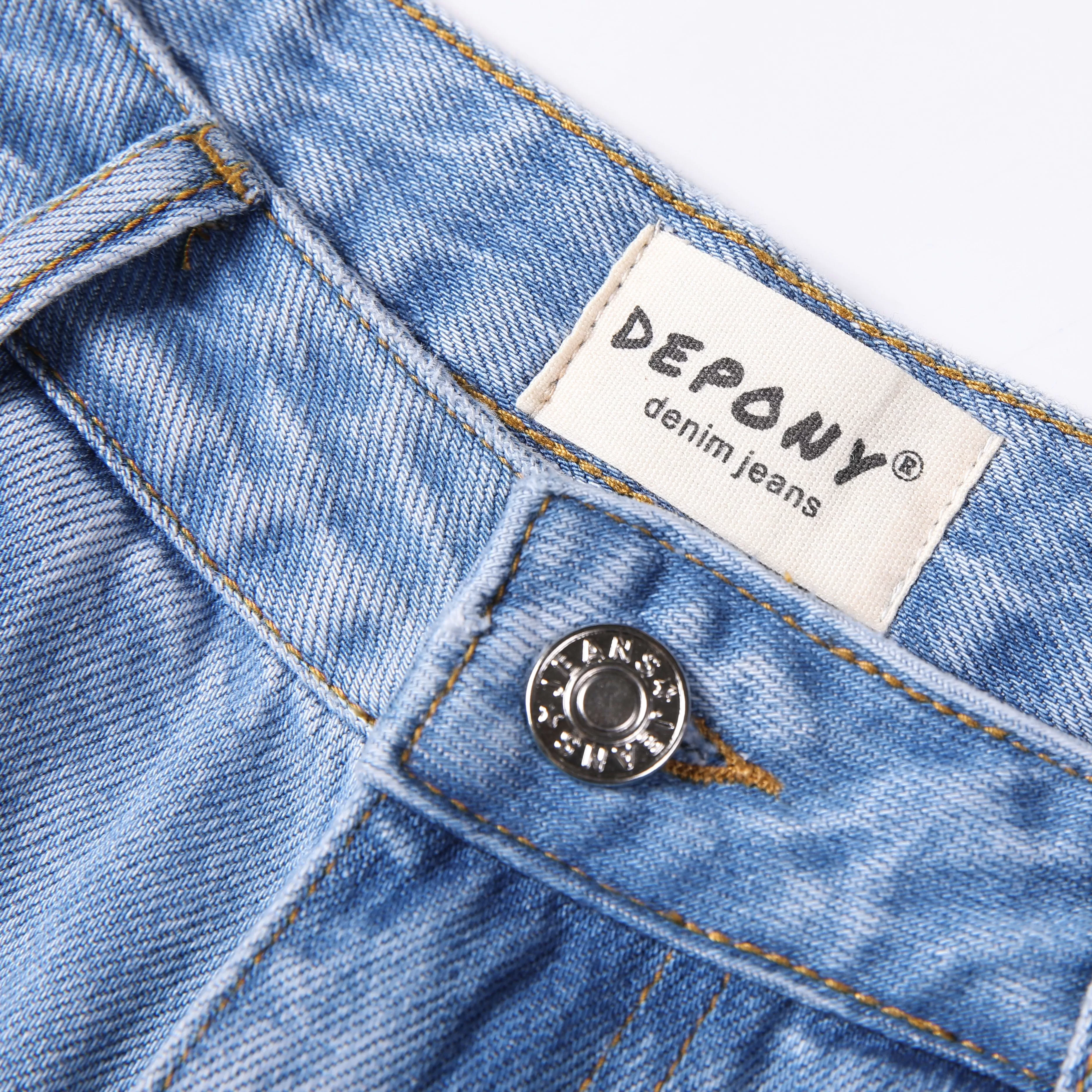 2022 Depony High Waist Mom Jeans Women Boyfriends Straight Jeans Femme 100% Cotton Loose Vintage Den