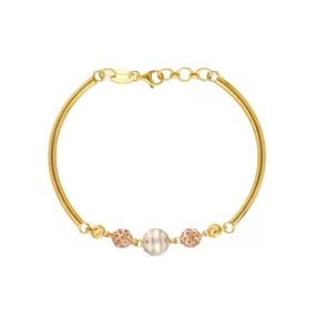 22K Multi-Tone Gold Beaded Bracelet (6.8gm)