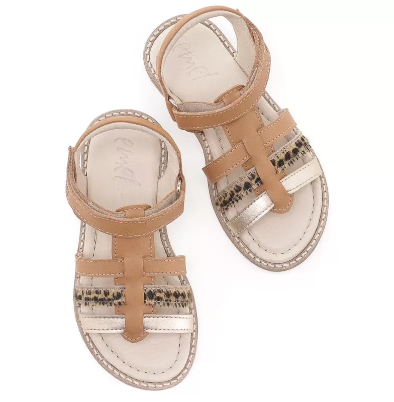 (2702-6) Emel  brown strap sandals