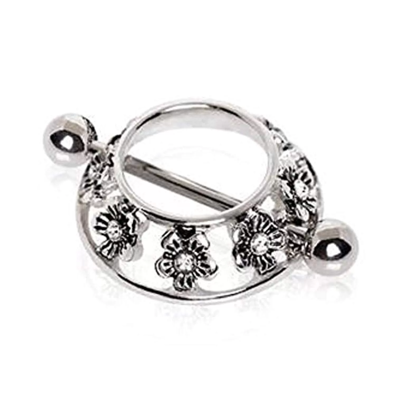 316L Stainless Steel Jeweled Flower WildKlass Nipple Shield