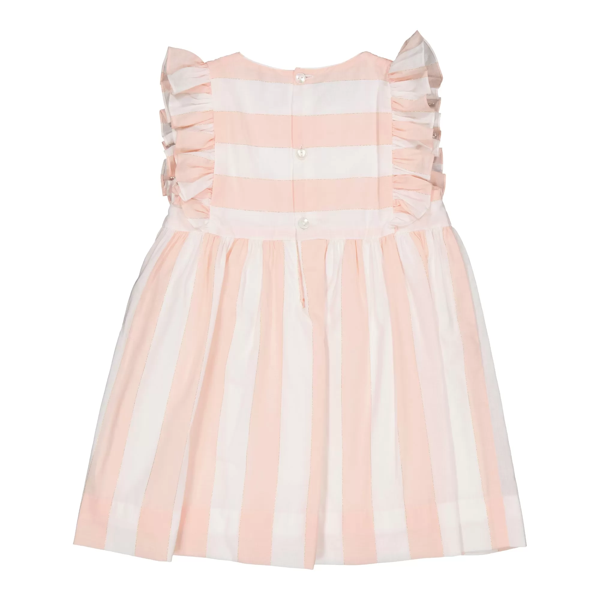 32011-LEA SMOCKED DRESS-Large Pink/Nude Stripes