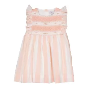 32011-LEA SMOCKED DRESS-Large Pink/Nude Stripes