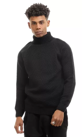 96277 Turtle Neck Black Slip On Winter Pullover