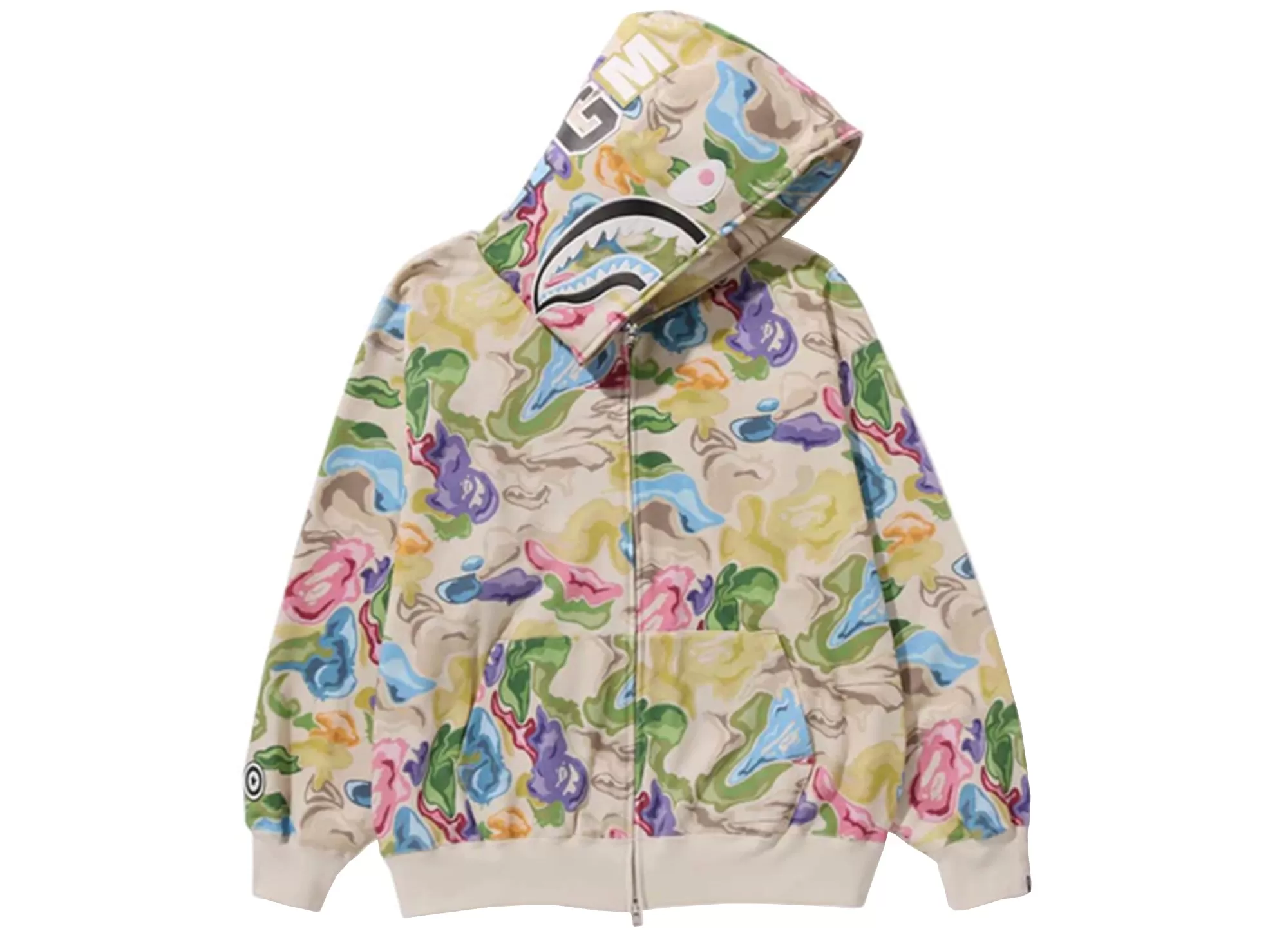 A Bathing Ape Bape Art Camo Shark Hoodie in Multi-Color xld