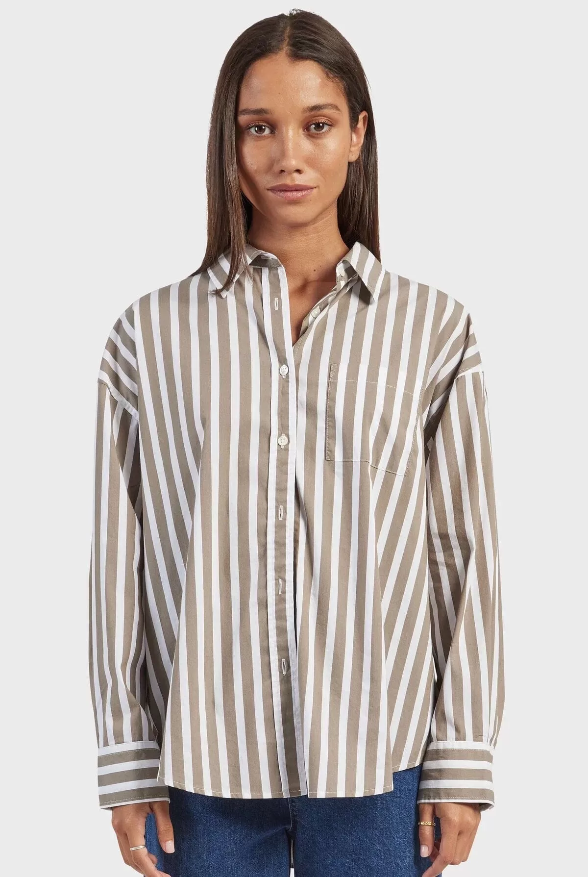 Academy Brand Women's Mia Stripe Shirt - Nomad Tan