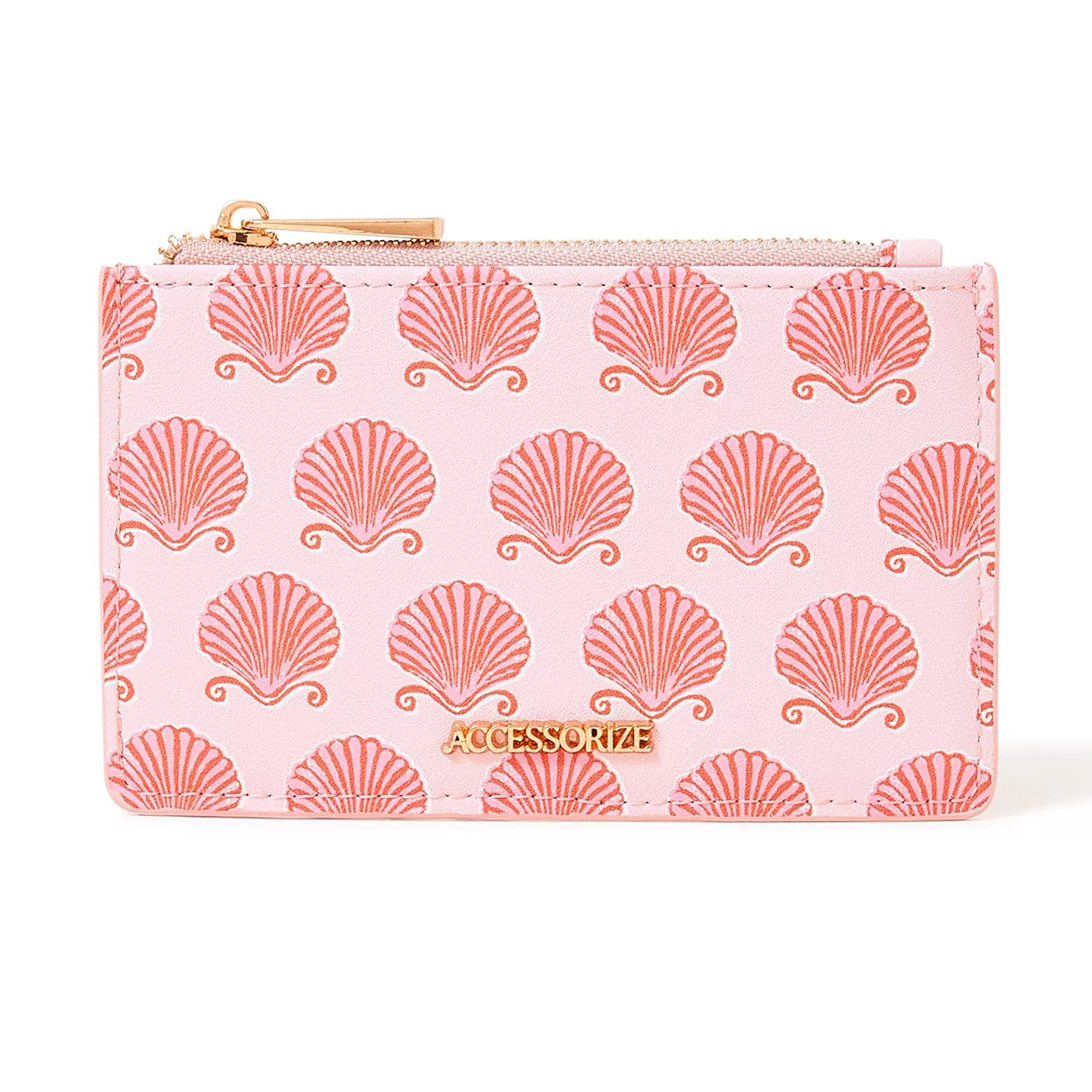 Accessorize London Women's Faux Leather Pink Shell Printed Cardholder