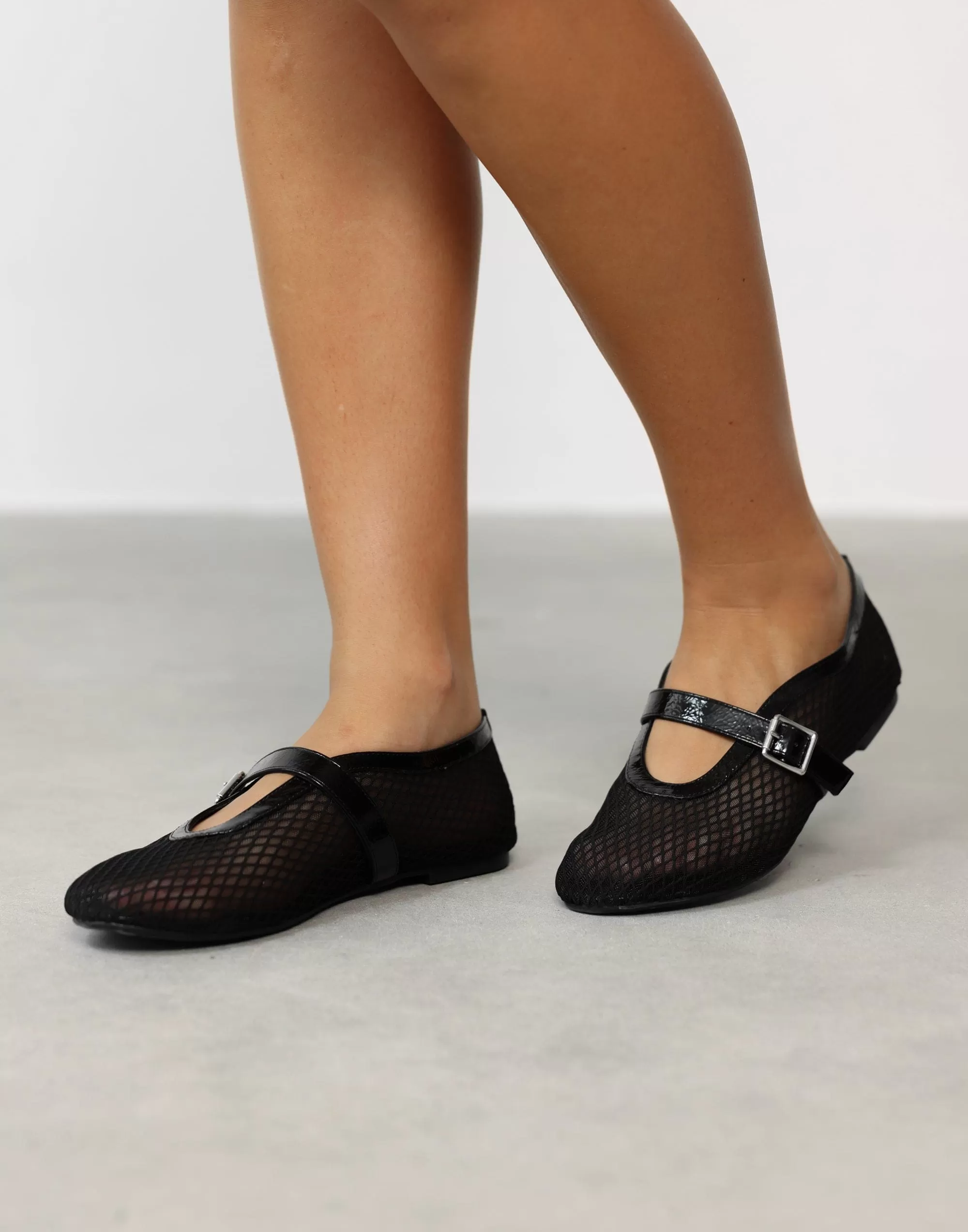 Addie Ballet Flat (Black Crinkle Print) - By Therapy