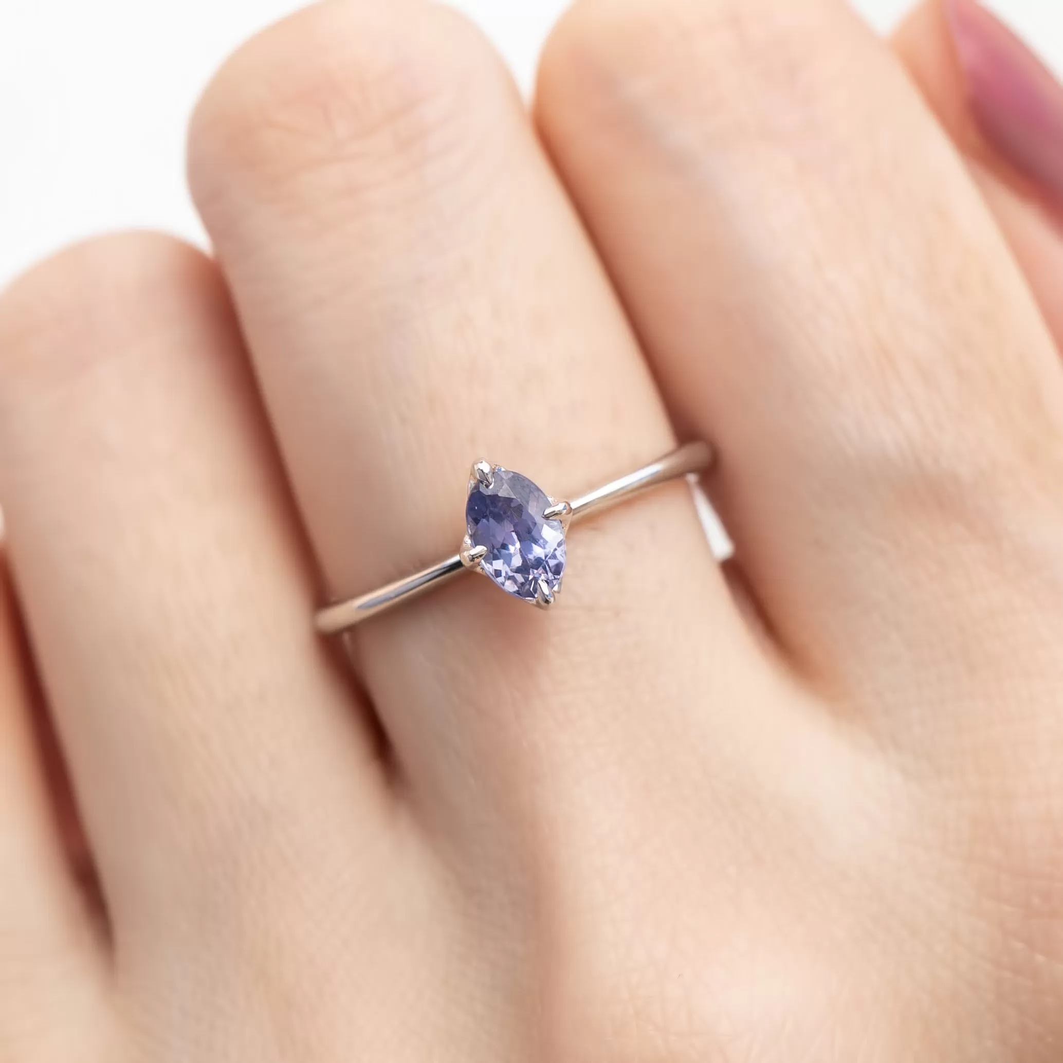 Alice Ring 6mm 0.60ct Purple Madagascar Sapphire, 14k White Gold