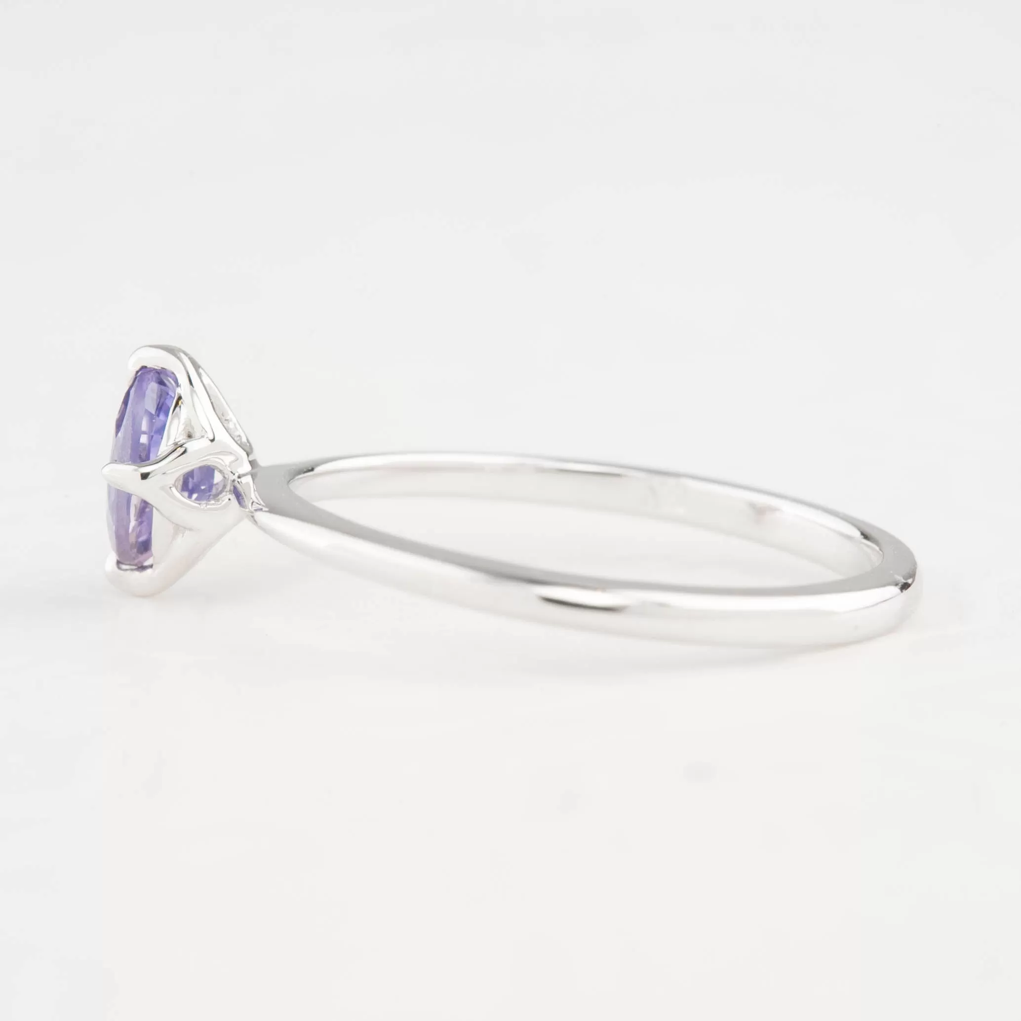 Alice Ring 6mm 0.60ct Purple Madagascar Sapphire, 14k White Gold