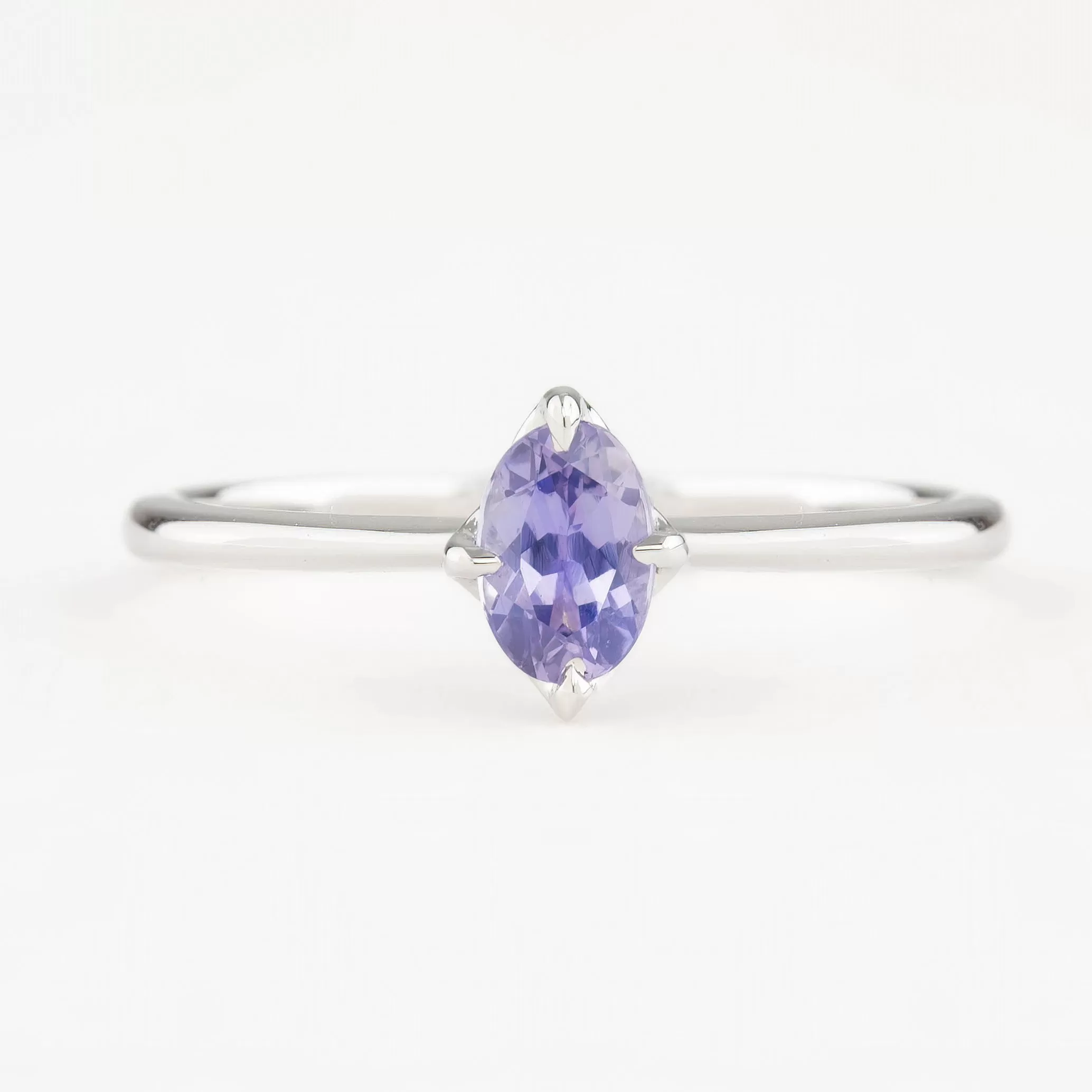 Alice Ring 6mm 0.60ct Purple Madagascar Sapphire, 14k White Gold