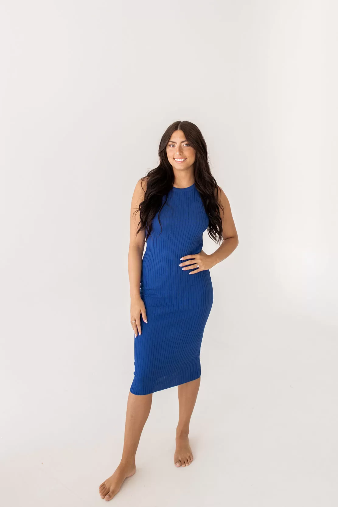 Amber Ribbed Bodycon Dress | Cobalt