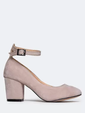 Ankle Strap Round Toe Heel