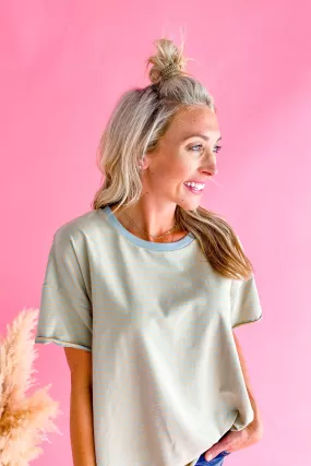 Anything But Basic Sage Oversized Striped Tee | FINAL SALE