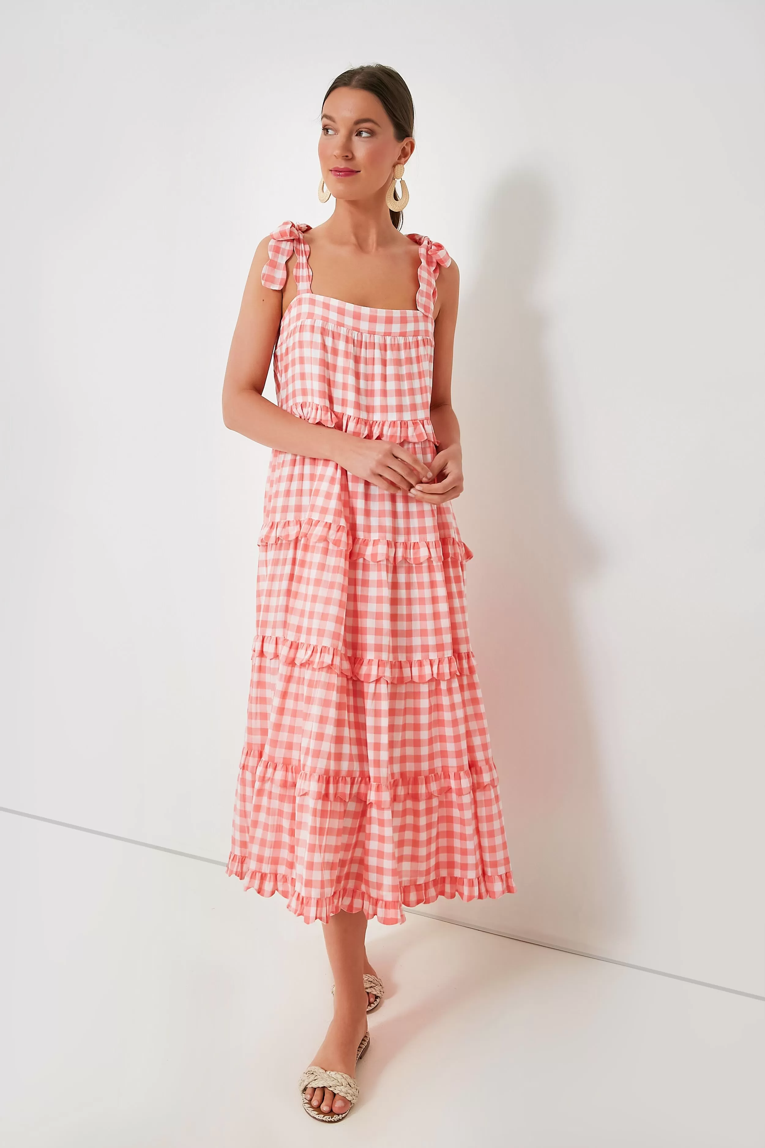 Apricot Gingham Acapulco Dress