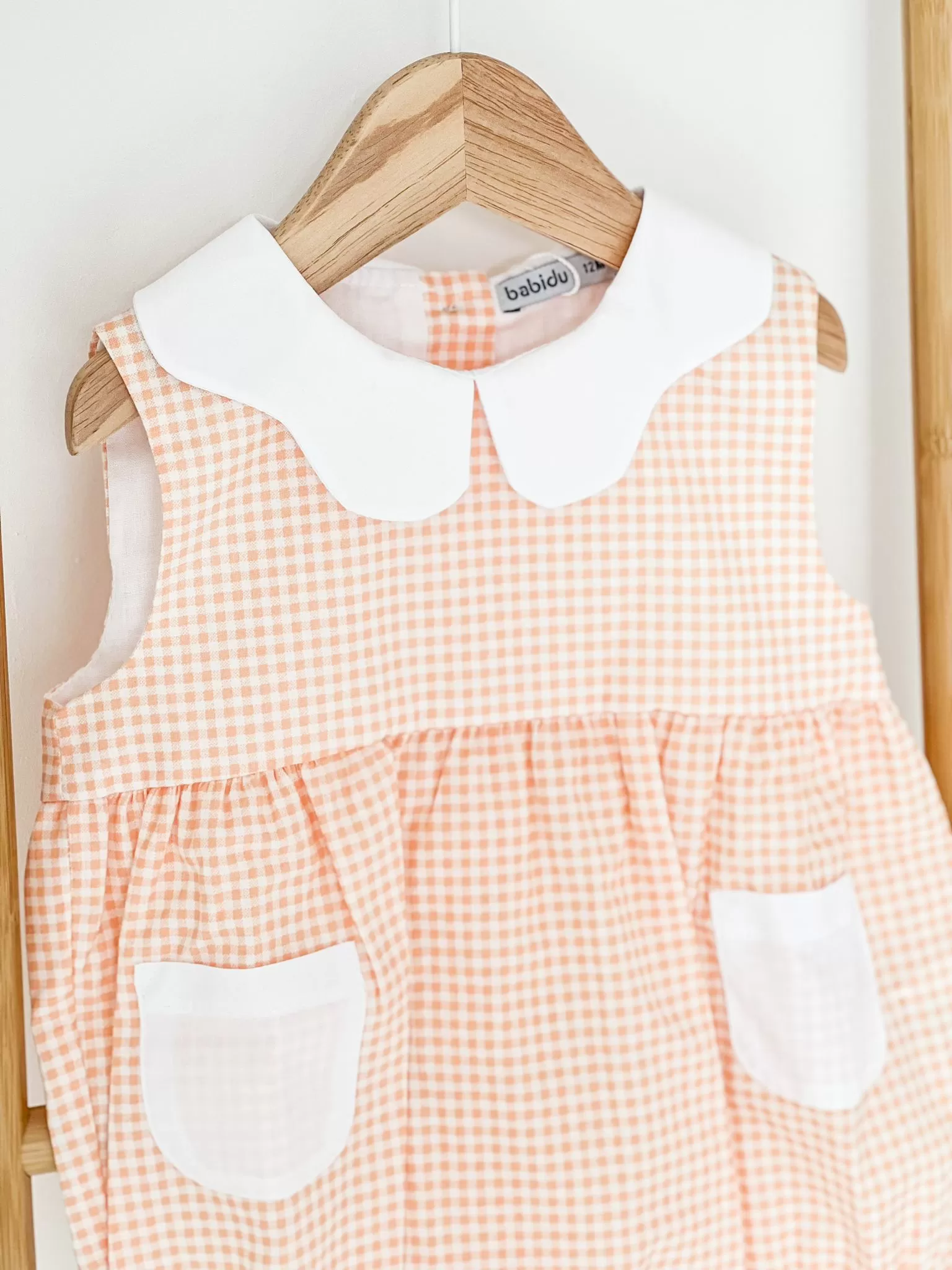 Babidu Orange Gingham Romper