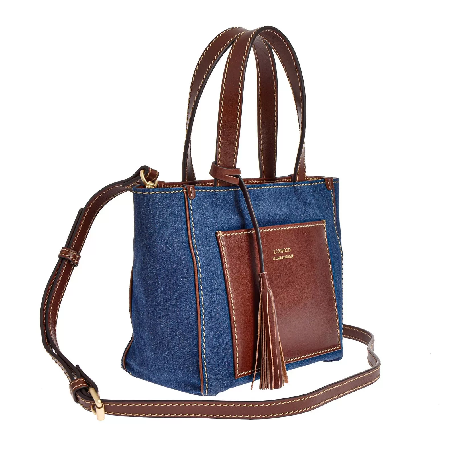 Baby cabas parisien en toile & cuir - Denim