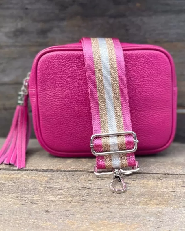 Bag Strap - Pink And Rose Gold Stripes Print