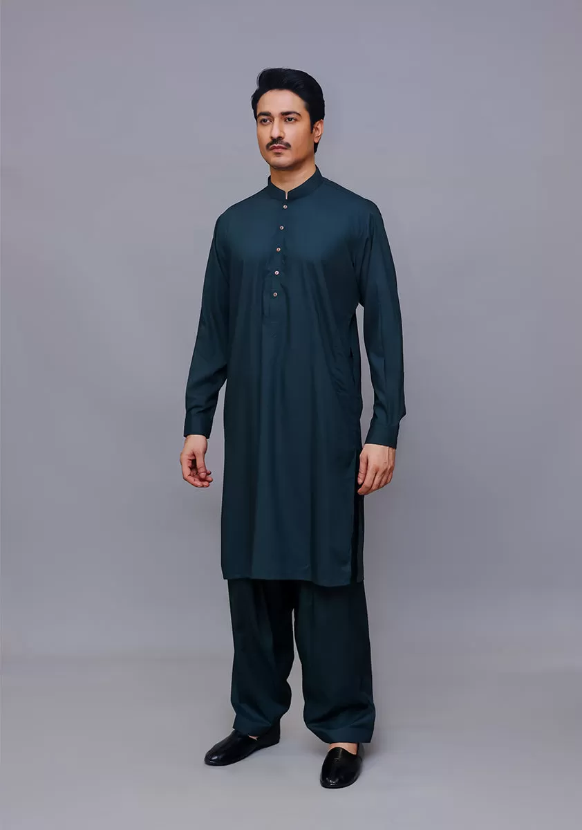 Basic Poly Viscose Green Gables Classic Fit Plain Suit