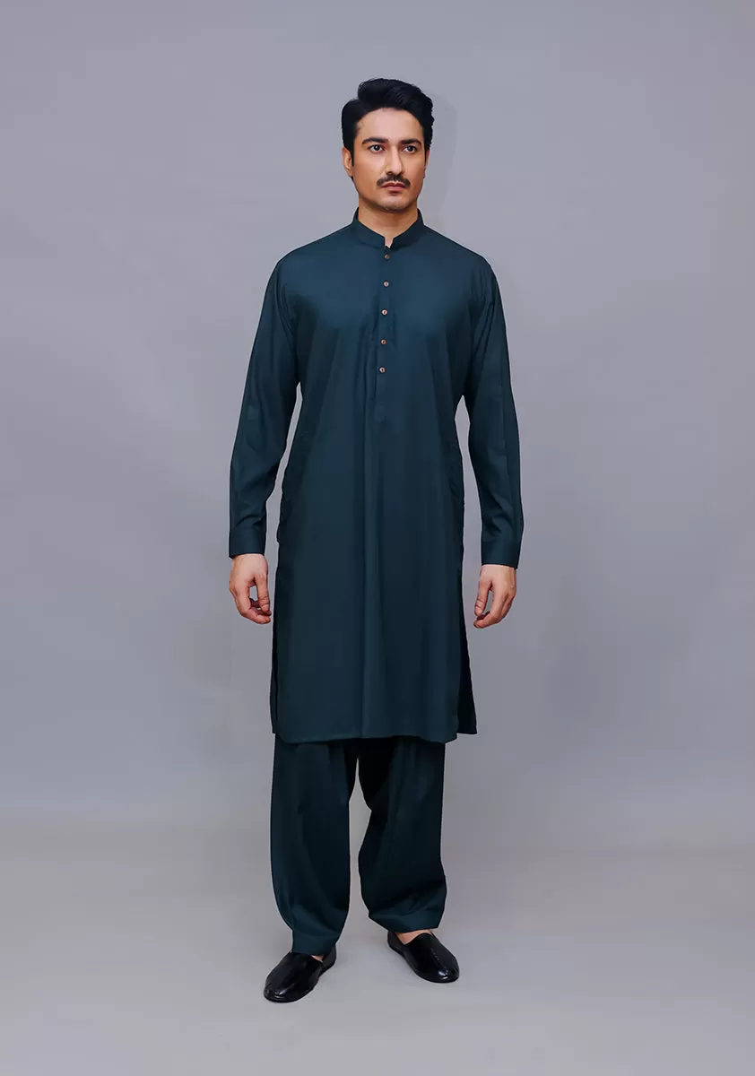 Basic Poly Viscose Green Gables Classic Fit Plain Suit