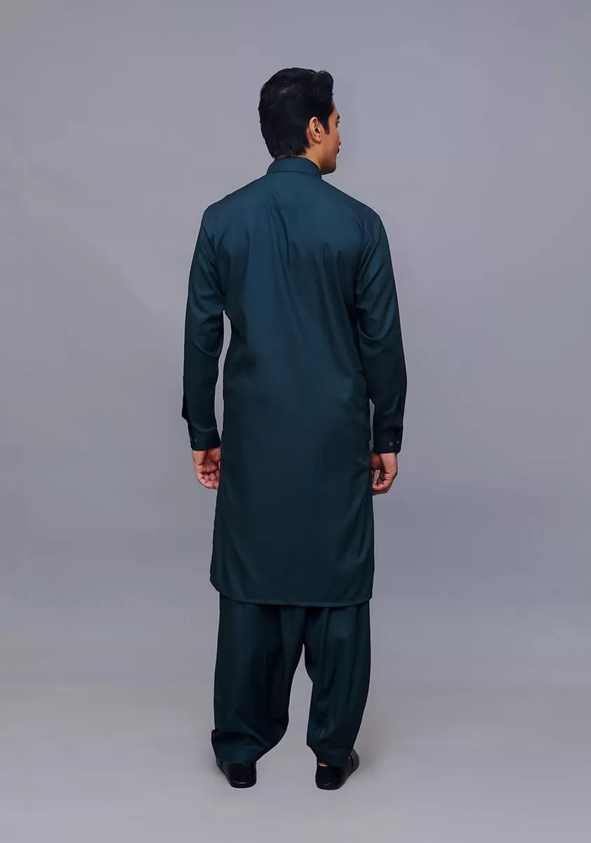 Basic Poly Viscose Green Gables Classic Fit Plain Suit