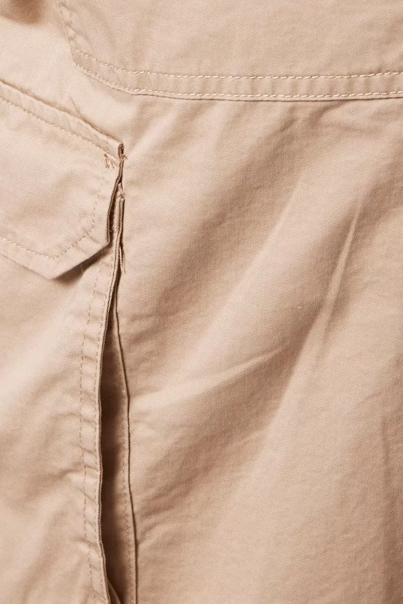 Beige Cargo Shorts Low Rise