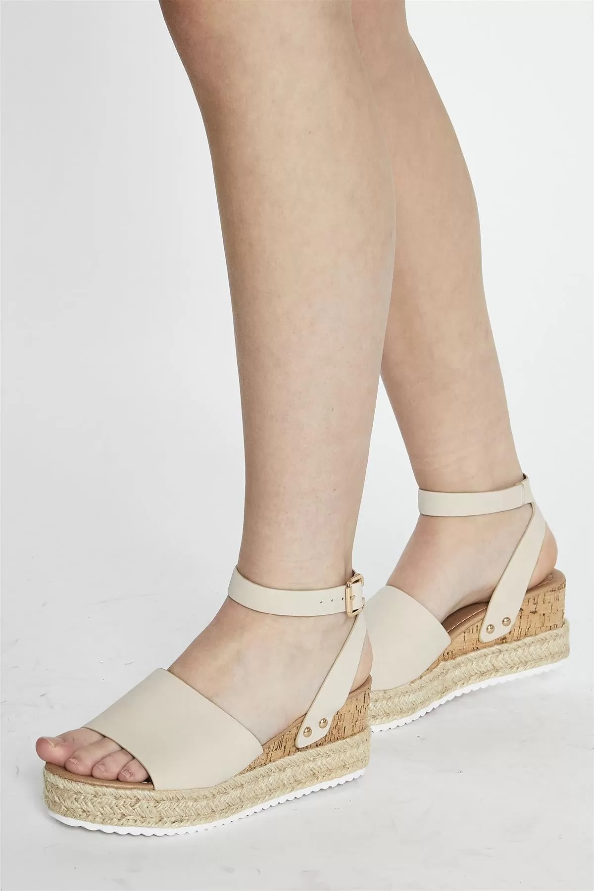 Beige Nubuck Espadrille Sandals