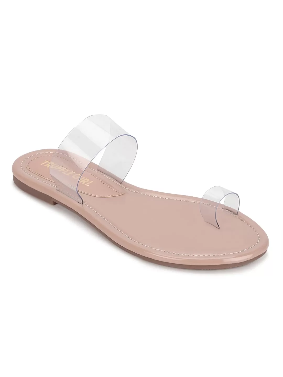 Beigh Perspex PU Clear Slip on Flat Sandals