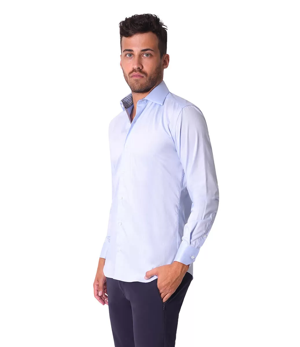 Bertigo Shirt | Austen-02 Solid Blue Twill