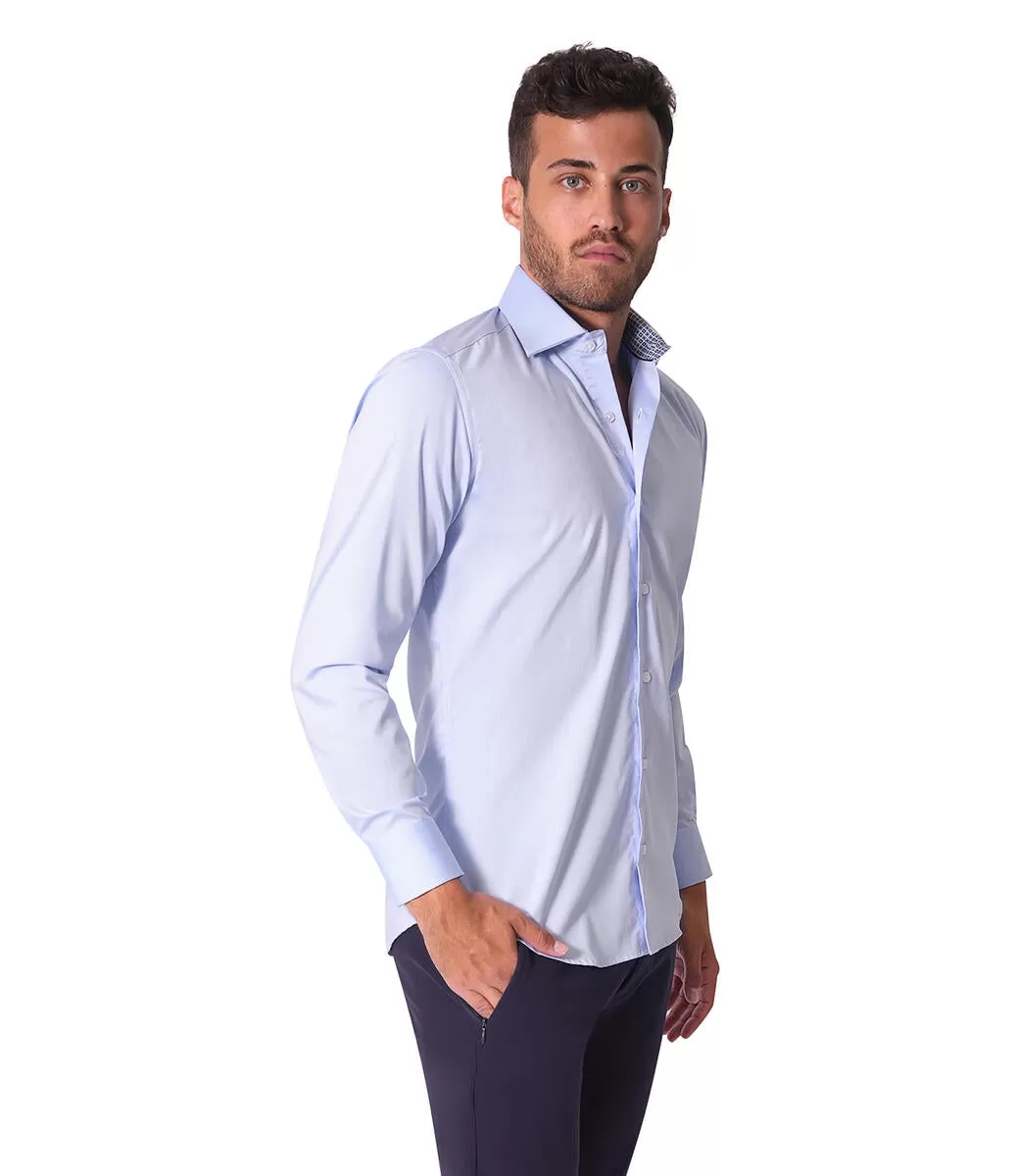 Bertigo Shirt | Austen-02 Solid Blue Twill