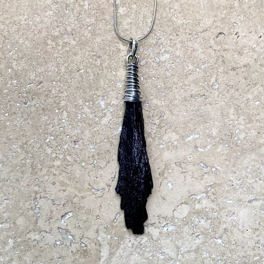 Black Tourmaline Pendant - Raw