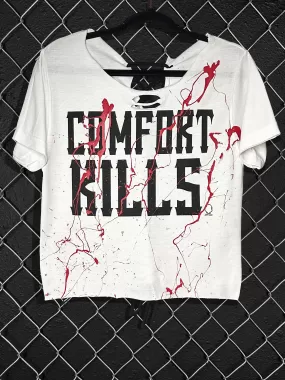 BLOOD COMFORT KILLS WIDE NECK CROP WHITE