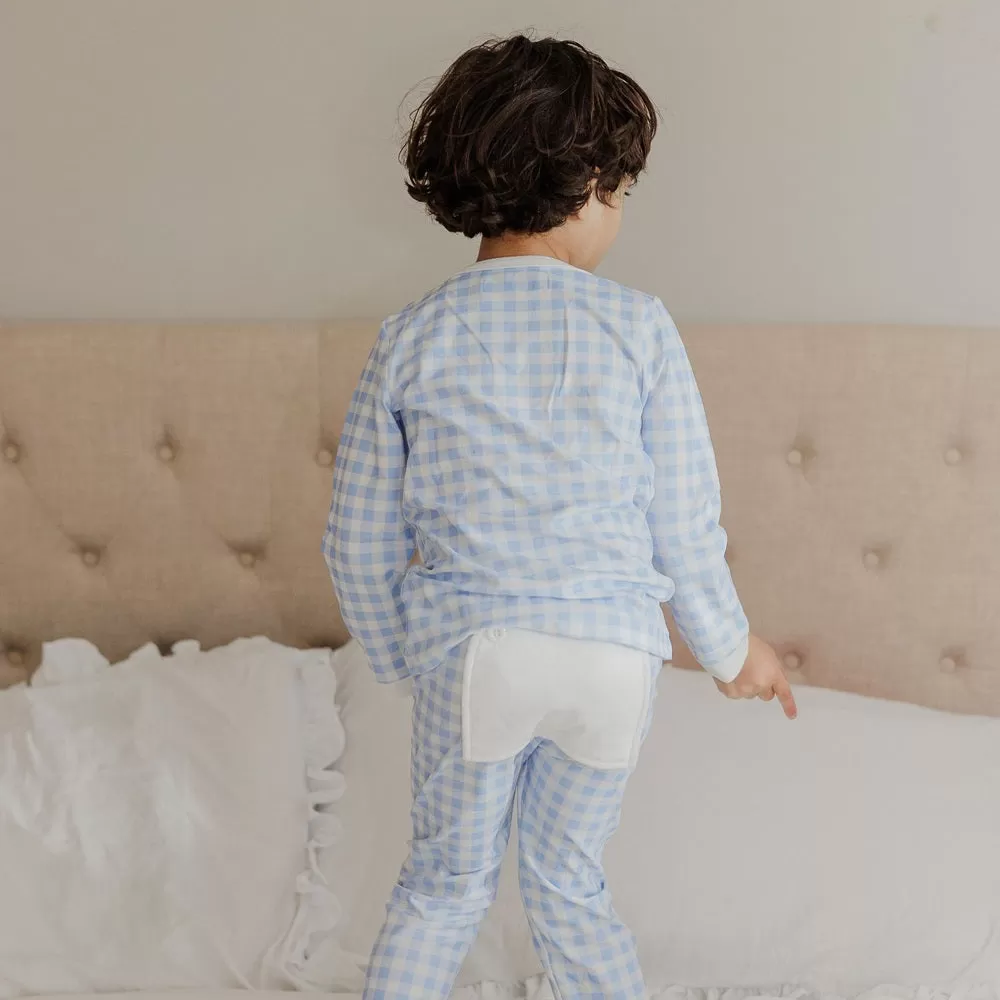 Buttflap Pajamas - Blue Gingham