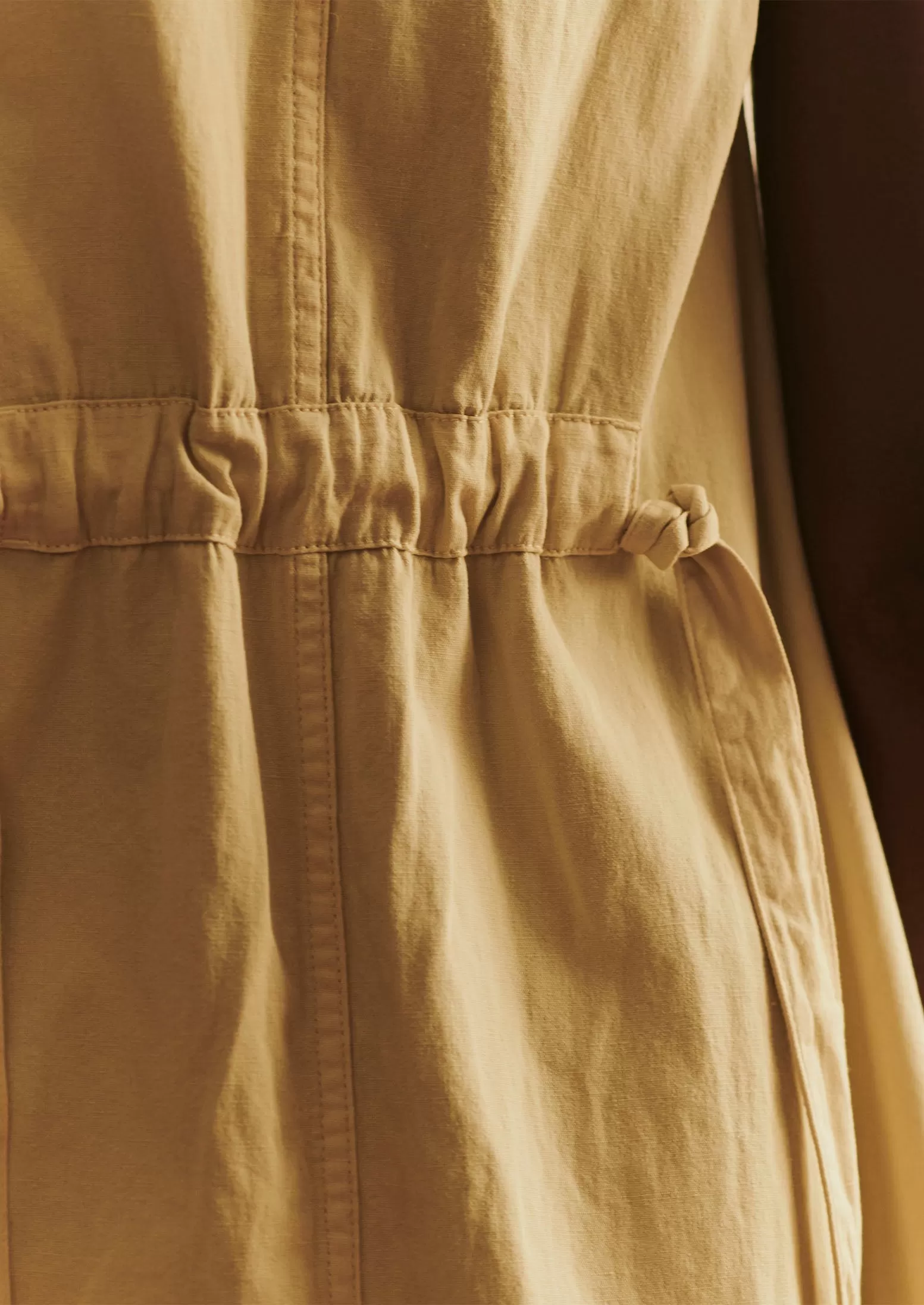 Buttoned Cotton Linen Canvas Dress | Wood Ash