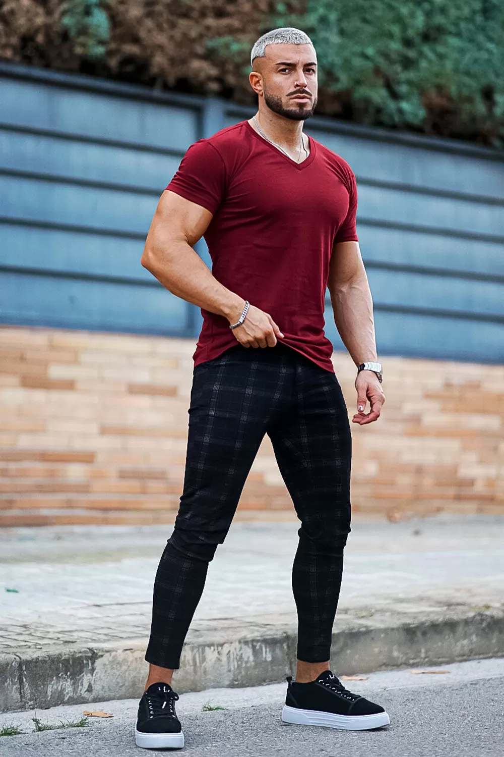 Buy $80 Free Shipping Men's Black Checkered Pants