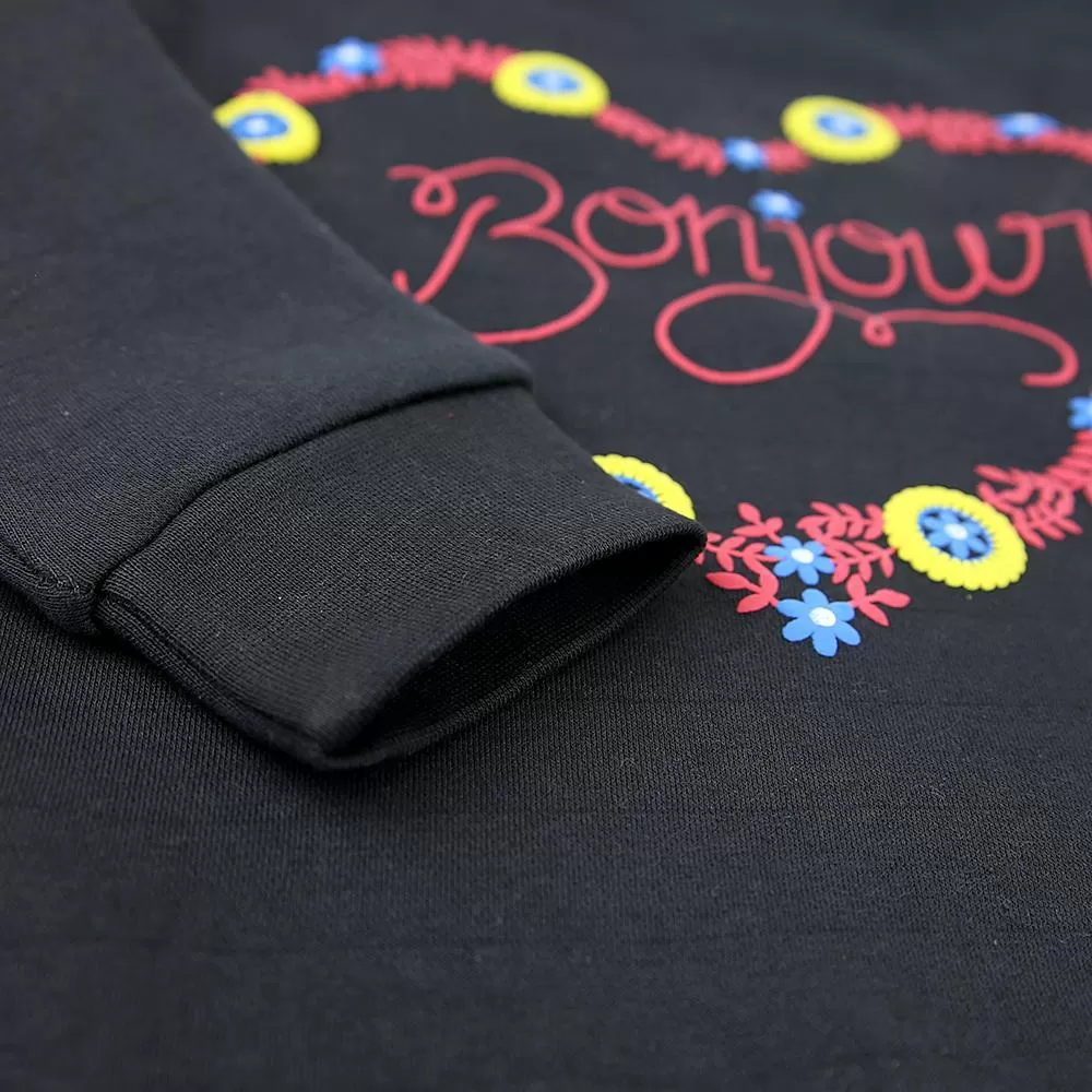 C1312 MM Bonjour Flower Pursuit Black Sweat Shirt