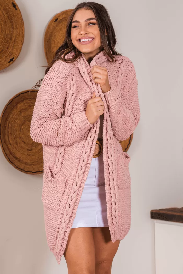 Cable Knit Cardigan Miracle in Blush