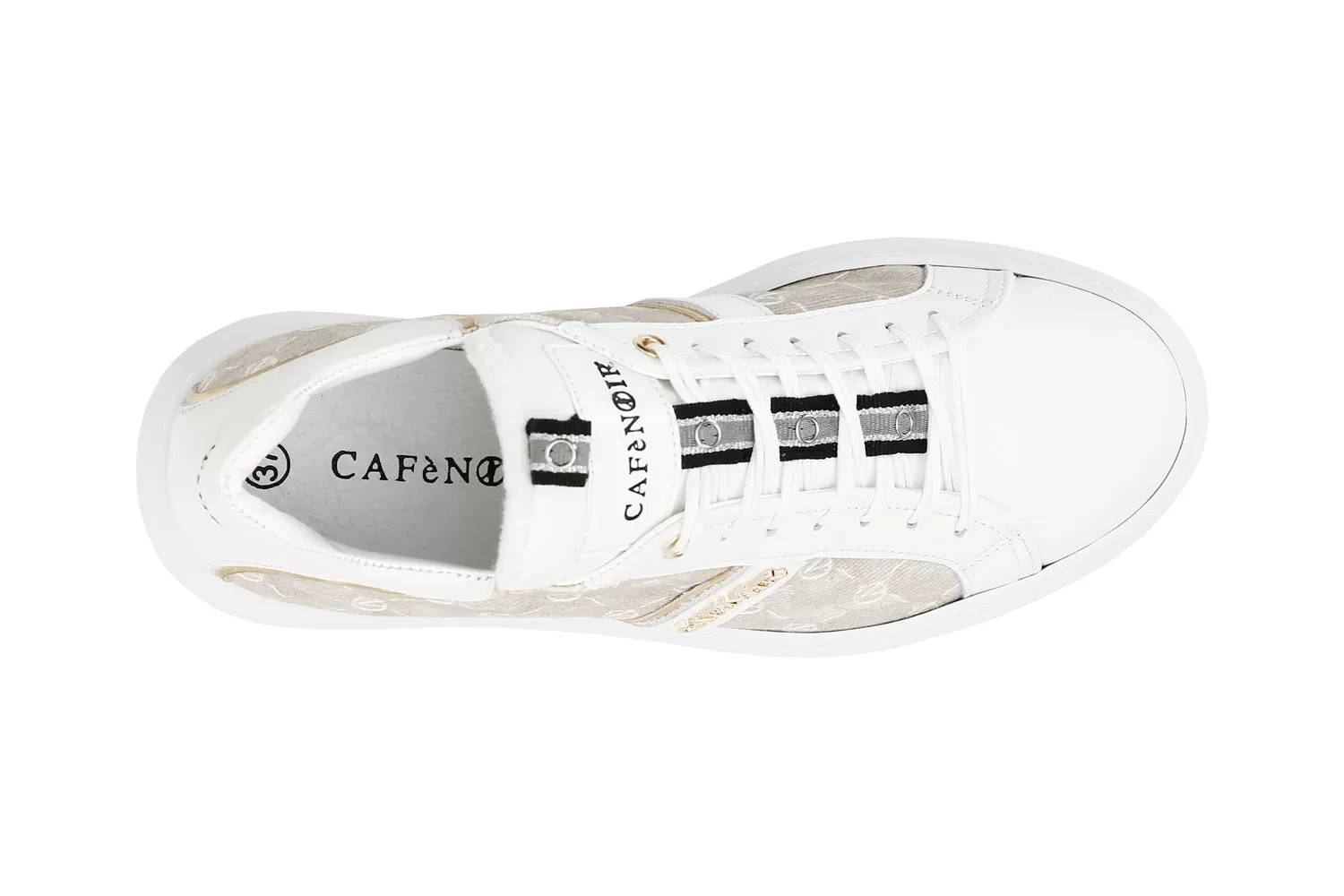 CafèNoir donna sneakers in pelle e tessuto logato