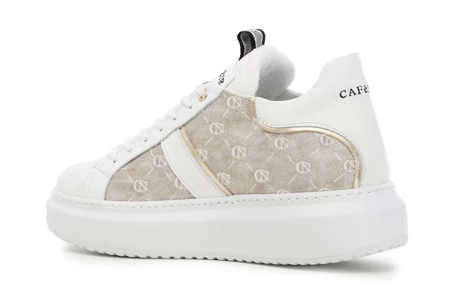 CafèNoir donna sneakers in pelle e tessuto logato